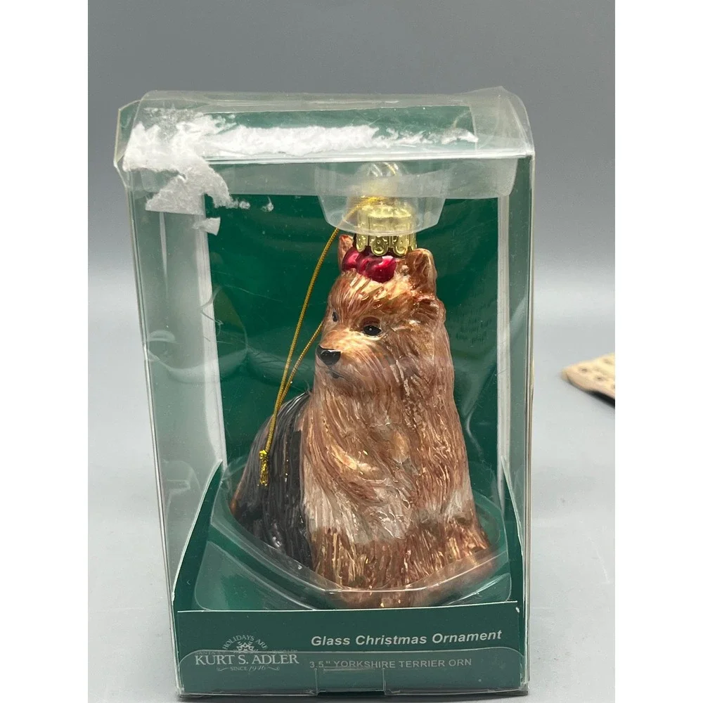 Kurt Adler Noble‎ Gems collection Yorkshire Terrier Glass ornament /box